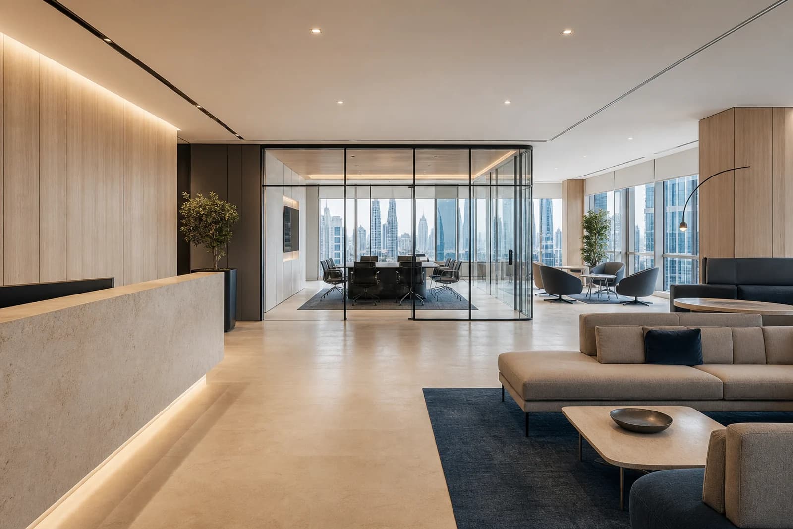 Premium Dubai office interior concept؛ تصور داخلي مولد بالذكاء الاصطناعي