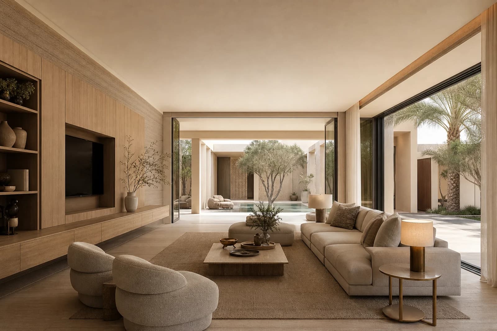 Contemporary Dubai villa interior concept؛ تصور داخلي مولد بالذكاء الاصطناعي